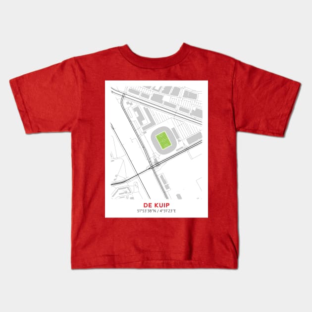 De Kuip Map Design Kids T-Shirt by TopFootballStadiums